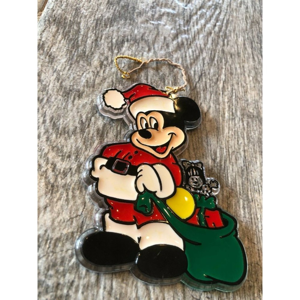 Disney Mickey Mouse Christmas Ornament Unisex OS‎ Red Santa Acrylic Vintage